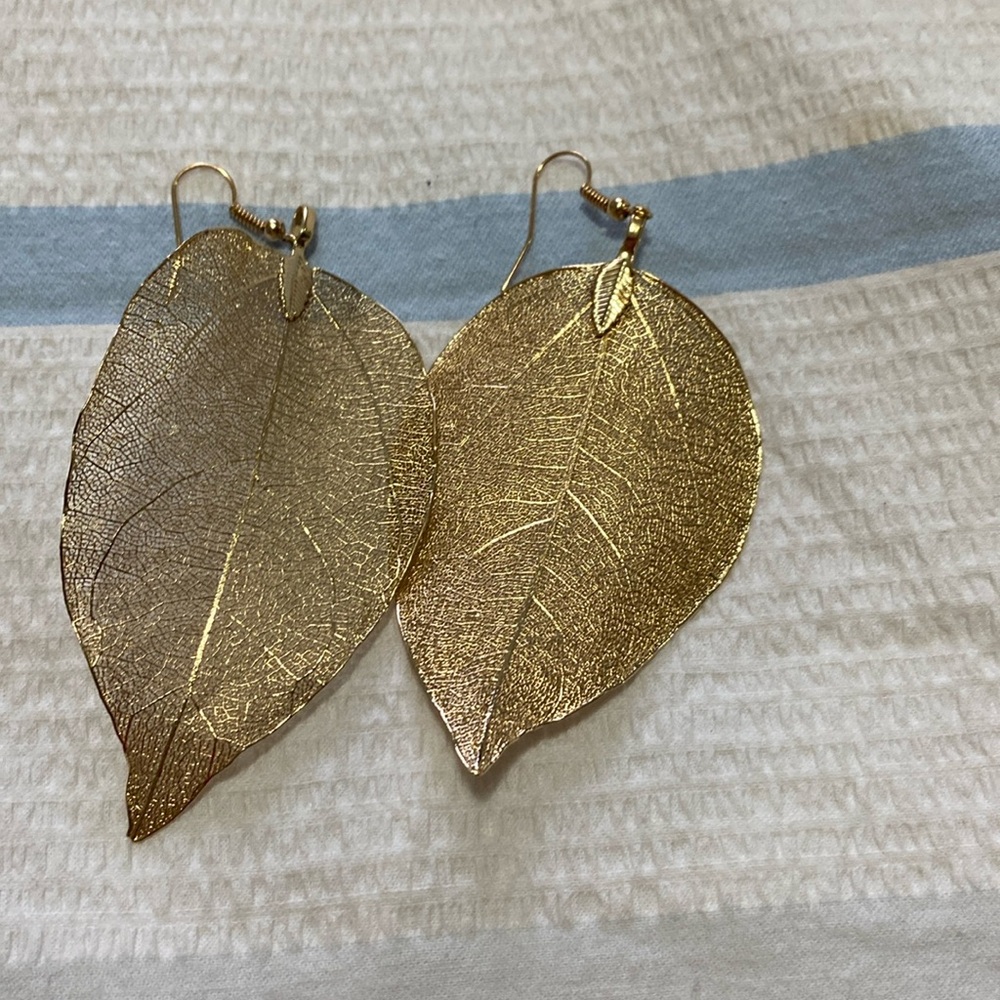 Electroplated Gold Leaf Earrings